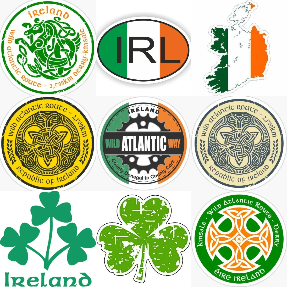 Car Accessories Ireland - Adesivo creativo con bandiera dell'Irlanda, trifoglio