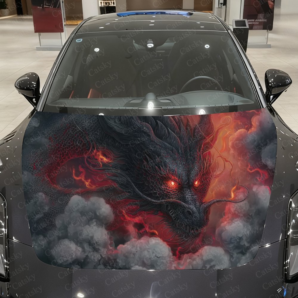 Car Accessories Gift Ideas - Adesivi per cofano auto Black Dragon