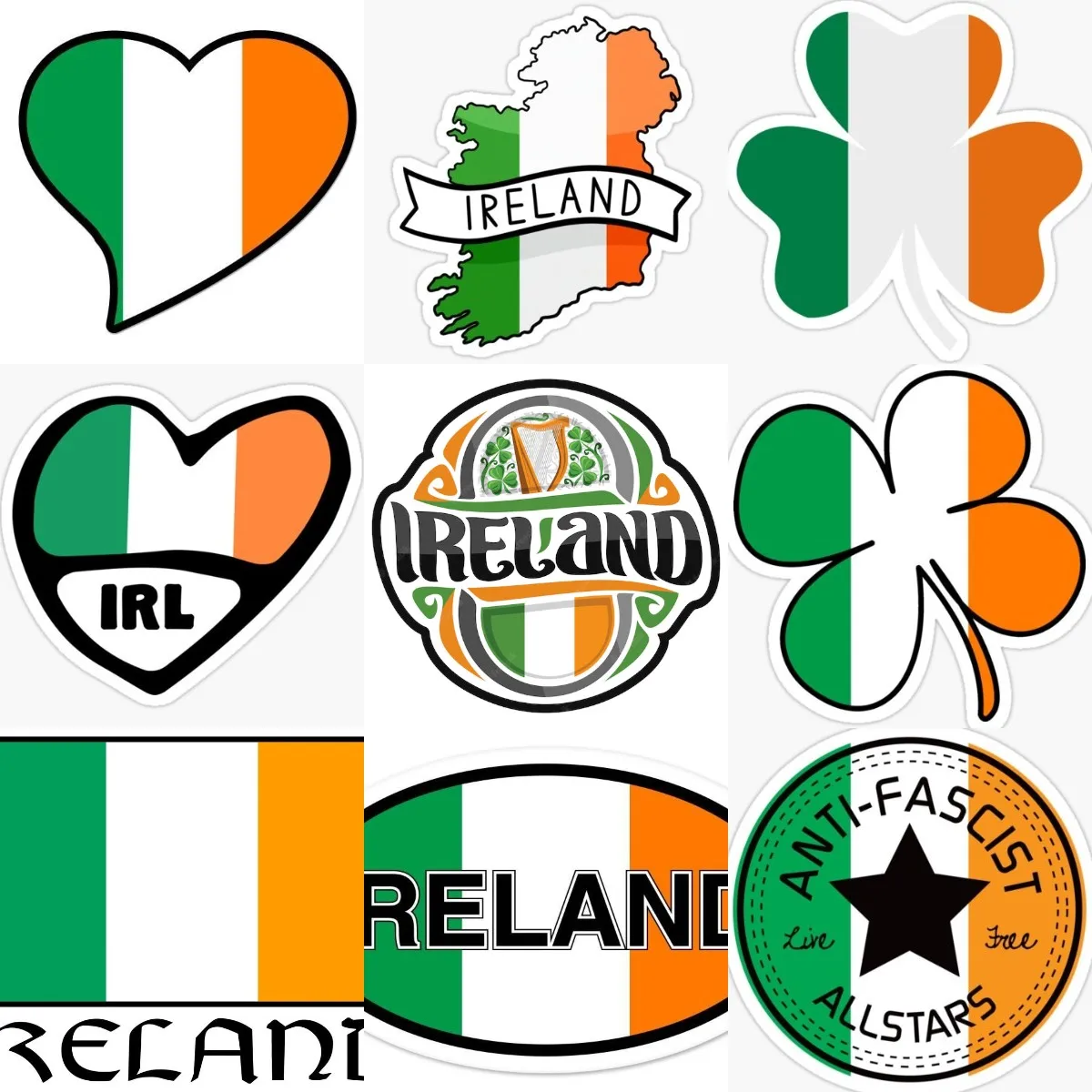 Car Accessories Ireland - Adesivo con bandiera dell'Irlanda, tarrifoglio della