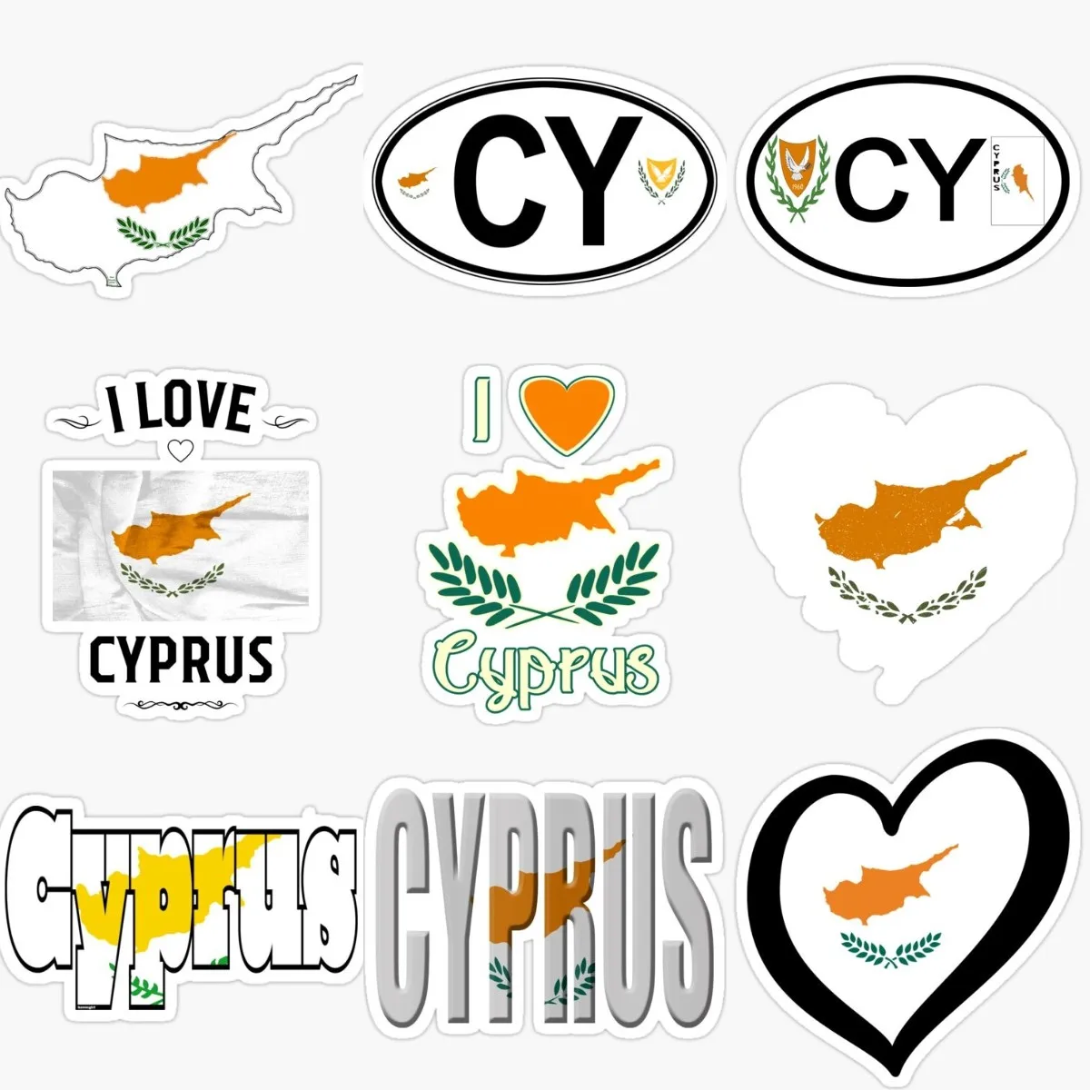 Car Accessories Cyprus - Creativo CY Chipre Bandiera Mappa Adesivi