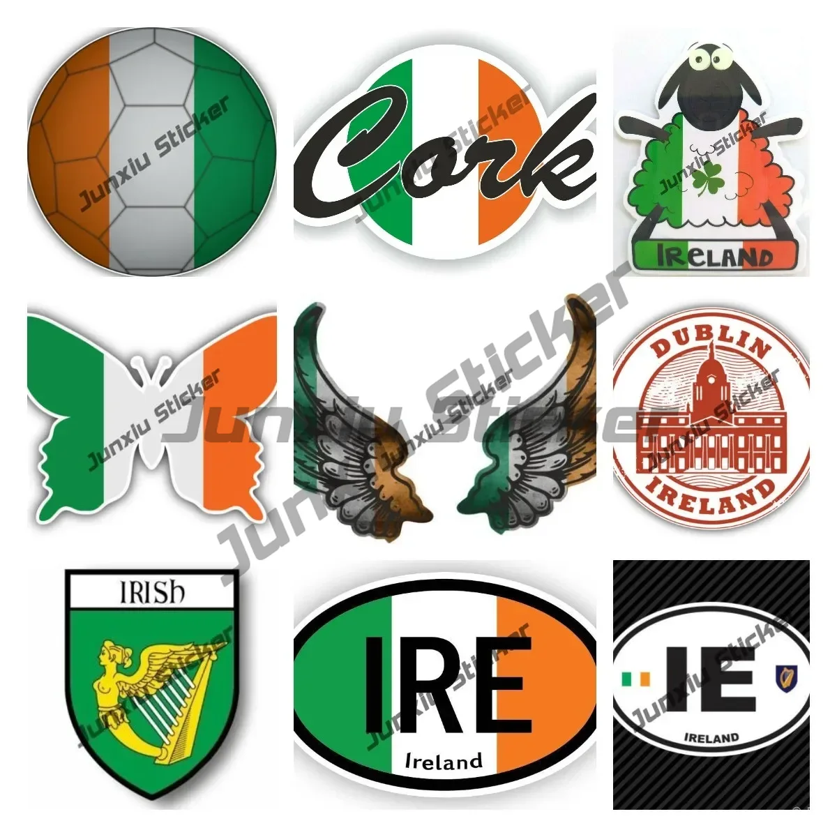 Car Accessories Ireland - Ali della bandiera dell'Irlanda Adesivi per