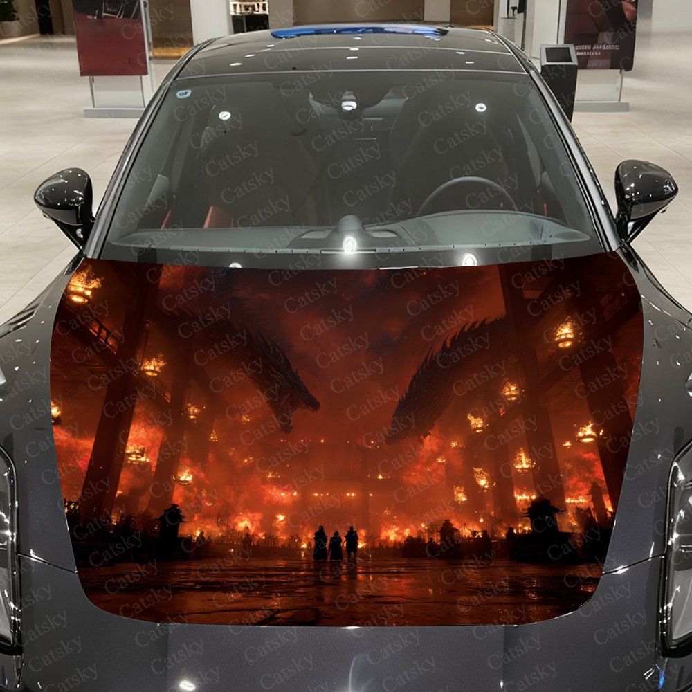 Car Accessories Gift Ideas - Adesivi per cofano auto Flame Dragon